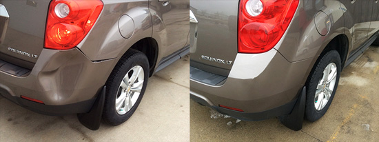 bumper repair, before and after